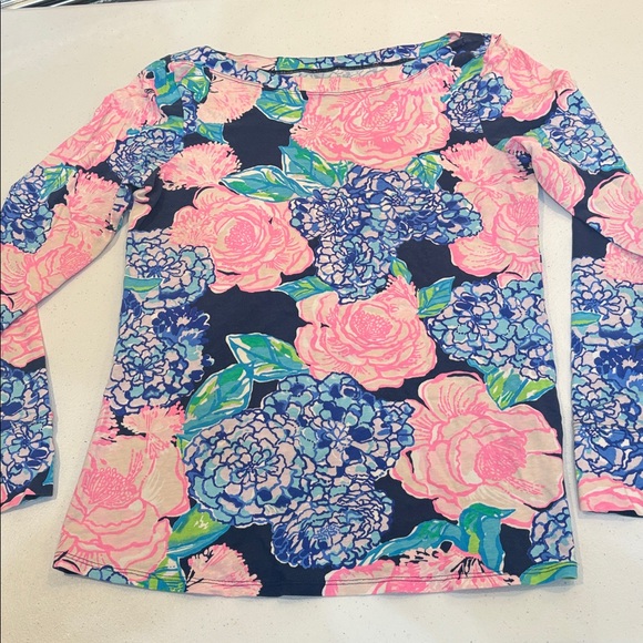 Lily Pulitzer Aleah High Tide Navy Pink Tee Medium.  B112 - Picture 8 of 10